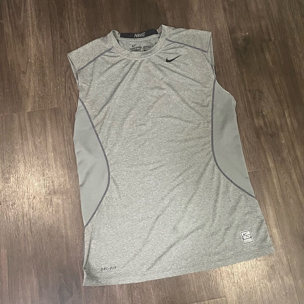 Nike Mens Pro Combat Dri-fit Grey Fitted Tank Top